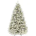 Yorbay Künstlicher Weihnachtsbaum Künstlicher Tannenbaum mit LED Beleuchtung, Weihnachstbaum aus PE, PVC, 150 / 180 / 210 cm auswählbar, mit Ständer, Weiß Schneeflocken, Weihnachtsbaum Christbaum für Weihnachten-Dekoration grün 210 cm