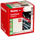 fischer DuoPower 12 x 60 S, Universaldübel mit Sicherheitsschraube, 2-Komponenten-Dübel, Kunststoffdübel zur Befestigung in Beton, Ziegeln, Stein, Gipskarton uvm., 10 Dübel + 10 Schrauben