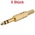 Audio Stereo Klinke Mikrofon Kopfhörer AUX Stecker 6,3mm zum Löten vergoldet