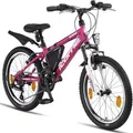 Licorne Bike Guide Premium Mountainbike in 20, 24, 26, 27.5 und 29 Zoll Fahrrad für Mädchen Jungen Herren und Damen (20 Zoll, Rosa/Weiß)