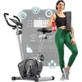 Hop-Sport Heimtrainer Fahrrad HS-2050H Sonic, Hometrainer für Zuhause mit Magnetwiderstand & 8 Stufen, Fitnessbike mit Pulsmessung und LCD-Display - Silber
