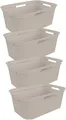 Rotho Brisen 4er-Set Wäschekorb 40l | leichter Wäschesammler mit 4 Griffen für bequemes Tragen | mit Belüftungslöchern | robust & langlebig | einfach zu reinigen & hygienisch | beige