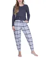 maluuna Damen Schlafanzug mit Flanellhose und Bündchen, Farbe:anthrazit, Größe:S