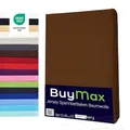 Buymax Spannbettlaken 90x200cm Baumwolle 100% Spannbetttuch Bettlaken Jersey, Matratzenhöhe bis 25 cm, Farbe Schokobraun