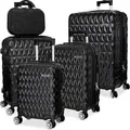 Christian Wippermann 3er Koffer-Set für Herren Damen mit Hartschalenkoffer Koffer Trolley Reisekoffer Kofferset Handgepäck M L XL - Schwarz