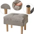 Fußhocker Hocker Moderner Sitzhocker mit Leinenoptik, Holzbeine 40 x 29 x 32CM