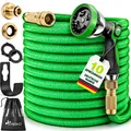 TRESKO® Flexibler Gartenschlauch Premium 15m | Wasserschlauch flexibel mit 3-Fach Latexkern | dehnbarer flexiSchlauch | alle Verschraubungen aus hochwertigem Messing