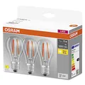 Osram LED-Lampe, Sockel: E27, Warm weiß, 2700 K, 7,50 W, Ersatz für 75-W-Glühbirne, klar, LED BASE CLASSIC A, 3er-Pack