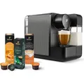 Tchibo Cafissimo milk Kaffeemaschine Kapselmaschine inkl. 30 Kapseln für Caffè Crema, Espresso, Kaffee und Milchspezialitäten, Metallic Silver