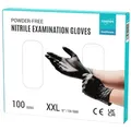 EUROPAPA Nitril-Handschuhe Medical Einmalhandschuhe Untersuchungshandschuhe (100 Stück, puderfrei ohne Latex, Gummihandschuhe) unsteril latexfrei disposible gloves schwarz XXL