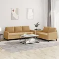 vidaXL 2-tlg. Sofagarnitur mit Kissen Braun Samt