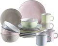 Mäser 931447 Maila Buntes Vintage-Geschirr-Set aus Keramik für 4 Personen, modernes Geschirrset im Retro-Look, Steinzeug, mehrfarbig, 16-teilig (1 Set)