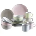 Mäser 931447 Maila Buntes Vintage-Geschirr-Set aus Keramik für 4 Personen, modernes Geschirrset im Retro-Look, Steinzeug, mehrfarbig, 16-teilig (1
