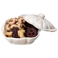 MamboCat Gloria Gebäckdose mit Deckel cremeweiß I italienische Keramik-Dose für Pralinen, Obst, Dessert & Co. I rechteckige Vorratsdose mit Relief für Kekse & Plätzchen