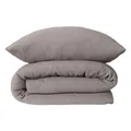 Schiesser Bettwäscheset Molly | 2-teilig | Uni | Musselin | 100% Baumwolle | Oeko-Tex Zertifiziert | Reißverschluss | 135x200cm + 80x80cm | Grau