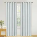 PONY DANCE Schlafzimmer Vorhänge Wärmeisolierend Verdunkelungsvorhang mit Ösen Gardinen Weiß Blickdicht Thermovorhang gegen Hitze, 2er Set H 228 x B 167 cm, Grau-weiß
