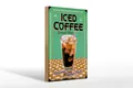 Femer GmbH Holzbild Reklame 20x30 cm Iced Coffee served here, (1 St), Glatte Holzfaserplatte (MDF), vorn beschichtet