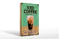 Holzschild Reklame 20x30 cm Iced Coffee served here Deko Schild