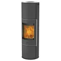 Fireplace Perondi Kaminofen 5 kW RLU Stahl Schwarz Topplatte Glas Rund K6031