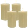 Relaxdays LED-Kerzen 4er Set Echtwachs Kunststoff Beige Warmweiß Flackernd Flammenlos 13 cm x 7,5 cm