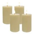 LED Kerzen Stumpenkerzen Echtwachskerzen Elektrokerzen flackernde Flamme 4er Set