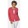 GOLDNER Strickjacke Eleganter Herbstcardigan mit Rundhals Weiche Strickjacke mit Rippenabschlüssen, Knopfleiste und Langarm rosa 48