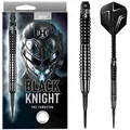 Harrows Black Knight 90% Wolfram-SoftTip-Dart-Set – 18 g und 20 g – inklusive Black Carbon ST Midi-Schäften und Micron Black Knight Flights (18g)