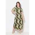 Ulla Popken Midikleid Jersey-Maxikleid Rundhals Halbarm Biobaumwolle braun 54/56