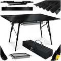 KESSER Campingtisch, Klapptisch faltbar & höhenverstellbar mit aufrollbarer Tisch-Platte schwarz 70 cm x 80 cm x 120 cm