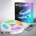 B.K.Licht - USB LED Strip 5m mit Fernbedienung, buntes RGB Licht, dimmbar, selbstklebend, LED Streifen, Leiste, Zimmer Deko, Gaming Deko, Band, Lichtleiste, Lichtband, 500x0,2x1 cm, Weiß