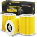 3 Filter für Kärcher Staubsauger [WD3, WD2, WD1, MV3, MV2, A, K, KNT, NT, SE, VC] – ersetzt 6.414-552.0 – 3 Rundfilter + 3 Verschluss-Schrauben für Allergiker gegen Feinstaub & Gerüche