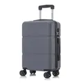 Koffer Trolley Reisekoffer Suitcase, Rollkoffer Handgepäck ,mit 4 Rollen360°, Hartschalenreisekoffer, Zahlenschloss, Weicher Gummigriff(M, Grau)