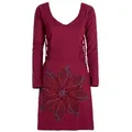 Vishes Minikleid Leichtes Langarmshirt-Kleid Damen Langarm Kleider Herbst Elfen, Hippie, Goa Style rot 40
