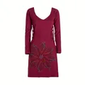 Vishes Damen Langarmshirt-Kleid mit seitlichen Schnüren in Dunkelrot I Größe L (40) I Handgefertigt aus 100% Baumwolle I Ideal für den Herbst I Nachhaltige Alternative Bekleidung