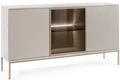 KONSIMO® Kombikommode FONTE Türkommode, Sideboard, hergestellt in der EU (Breite 154 cm, getönte Glastüren), Metallgestell 20 cm, geriffelte Fronten, mit LED-Beleuchtung