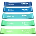 Gritin Fitnessbänder Widerstandsbänder mit 5 Stufen, Latex Fitnessband Resistance mit Deutscher Übungsanleitung & Tragebeutel, Gymnastikband für Muskelaufbau, Yoga - 5er Set