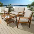 riess-ambiente Outdoor Garten-Sitzgruppe BALI 110cm natur honey finish Akazie Massivholz wetterfest Loungemöbel Balkonmöbel Gartenmöbel - Braun