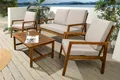 riess-ambiente Sitzgruppe BALI 110cm natur/beige – Akazie, honey finish, wetterfest, mit Kissen, (Set, 4-tlg), Balkonset aus Massivholz – ideal f. natürliche Terrassen und Balkone