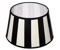 Brillibrum Design Lampenschirm gestreift Tischlampenschirm mit Streifenmuster für E14 Lampenfassung E27 Streifen Design Tischleuchte oval rund Stoff (Rund: 20x15x12cm, Schwarz -Creme)