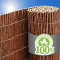 UrFence Balkon Sichtschutz Weide 100x600 cm - Gartenzaun Weidenzaun - Balkonverkleidung Wetterfest - Sichtschutzmatte Holz - Sonnenschutz Sichtschutzzaun Garten Terrasse Weidenmatte Rollzaun Holzzaun