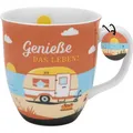 Sheepworld Tasse Genieße das Leben Camper Wohnwagen Kaffeetasse Henkelbecher