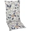 Sesselauflage, Beige, Textil, Floral, Füllung: Schaumstoff, Vlies, 50x120 cm, Oeko-Tex® Standard 100, pflegeleicht, hochwertige Qualität, langlebig, für den Außenbereich geeignet, mittels Bändern zu befestigen, Gurtband befestigen, Outdoor-Kissen, Gartenstuhlauflagen, Hochlehner-Auflagen