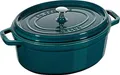 STAUB Cocotte, Gusseisen Bräter mit Deckel, 31 cm, 5,5 L, Oval, Alle Herdarten inkl Induktion, Made in France, Petrol-Blau