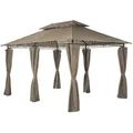 Mondeer Gartenpavillon 3x4m Premium Pavillon Metallrahmen Stabil Wasserdicht Khaki - Braun