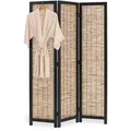 Homestyle4u Paravent, Schwarz, Braun, Holz, Paulownia, Weide, 120x170x2 cm, Wohnzimmer, Raumteiler & Paravents, Paravents