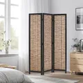 Homestyle4u Paravent Raumteiler 3 teilig, Holz Weide Geflecht Braun Trennwand Sichtschutz Raumtrenner, Artikel 3033