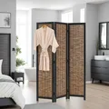 Paravent Raumteiler Trennwand 3‑teilig Holz Weide Schwarz Dekoration Homestyle4u