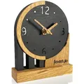 FLEXISTYLE Modern standuhr tischuhr klein aus Holz Eiche Wohnzimmer Badezimmer Uhr Holz tischuhren holzuhr Tisch Uhr tischuhr modern standuhr Clock (Style 3), Shwarz/Oak, Schwarz