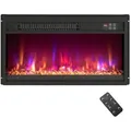 COSTWAY Elektrokamin, 23 Zoll Wandkamin 1500W mit Fernbedienung, 9H Timer schwarz 61 cm x 34 cm x 12 cm