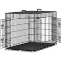 FEANDREA Tiertransportbox, S-XXXL, klappbar Doppeltüren mit Doppelschlössern schwarz XXL | 74.5 cm x 80.5 cm